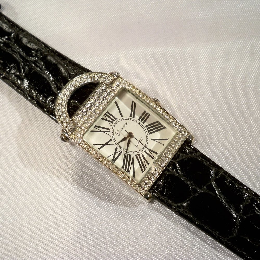 New Genevex Pastel Black Band Watch